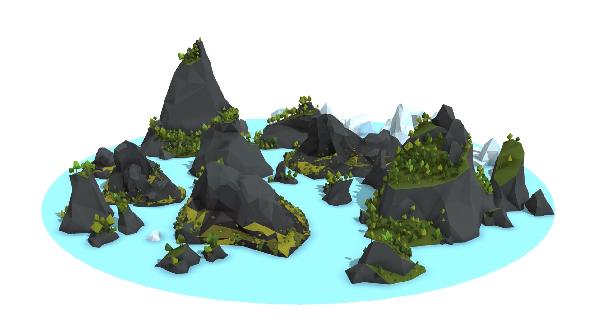 Some Islands for the game FisherFisher™ https://heavensgates.itch.io/fisher-fisher

Set made with help from https://sketchfab.com/JasperTobias - Islands - Buy Royalty Free 3D model by Bjarne Stokhof (@bjarnestokhof) 3d model