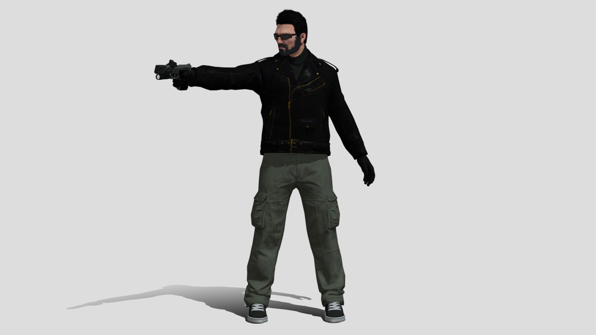 3D model of my GTA Online character featuring the iconic outfit worn by Claude in GTA III, remade using apparel from GTA Online 3d model
