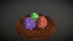 Stylized Dragon Nest With Eggs b3d, nest, egg, sketchfabweeklychallenge, blender, blender3d, creature, stylized, dragon