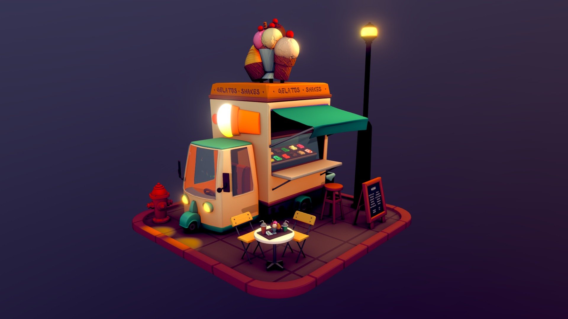 game ready food truck model - Gelato Truck - Buy Royalty Free 3D model by keith (@keithangelabacad) 3d model