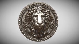 Lion medallion jewellery, jewel, jewelry, pendant, cameo, silver, buckle, medallion, lion, casting, printable, necklace, brooch, profile, pendent, coulomb, gold