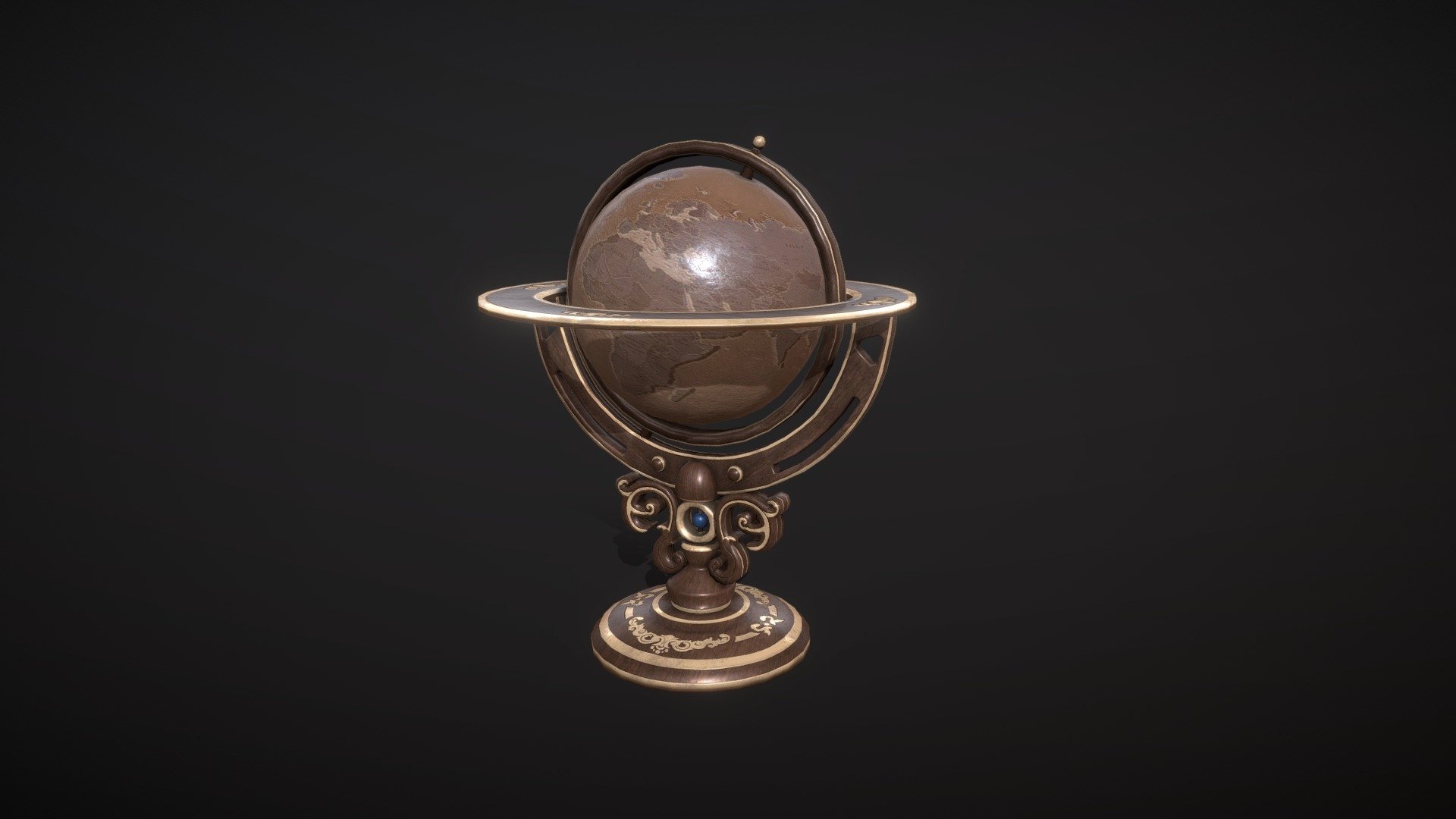 Decorative world globe. 

Globe Sphere can be rotated, and tilt angle can be adjusted freely.

Default vertical rotation axis angle is set to 23.5 degrees 3d model