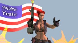 Miss America 2077 drum, cute, chick, flag, fan, , shorts, magazine, hot, day, america, 4th, independence, explosive, woman, silly, printable, bra, explosions, firework, 4thofjuly, weapons, usa, shotgun, funny, lady