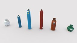 Industrial Gas Cylinders Pack 1 toon, gas, cylinder, oxygen, tank, canister, pressure, propane, prb, hydrogen, container, industrial