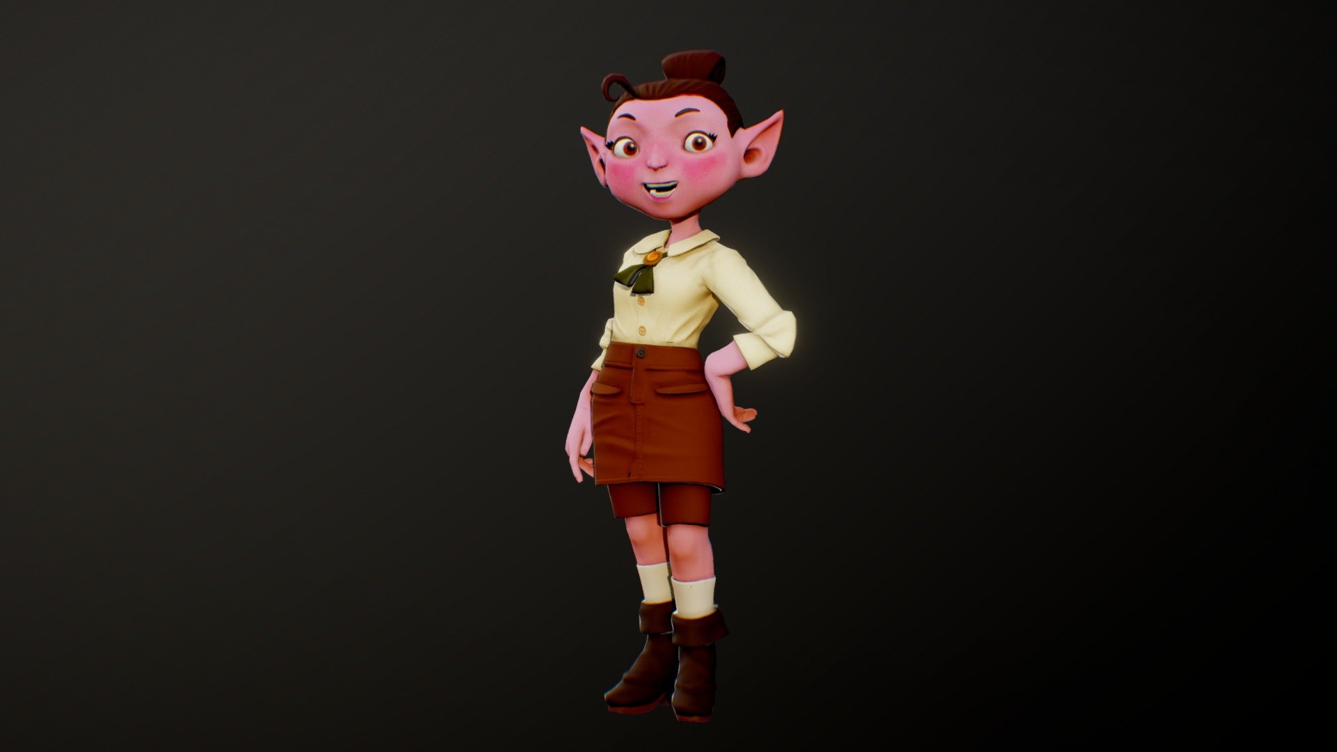 Progress on another elf character I designed. This one I aimed for a more stylized look 3d model