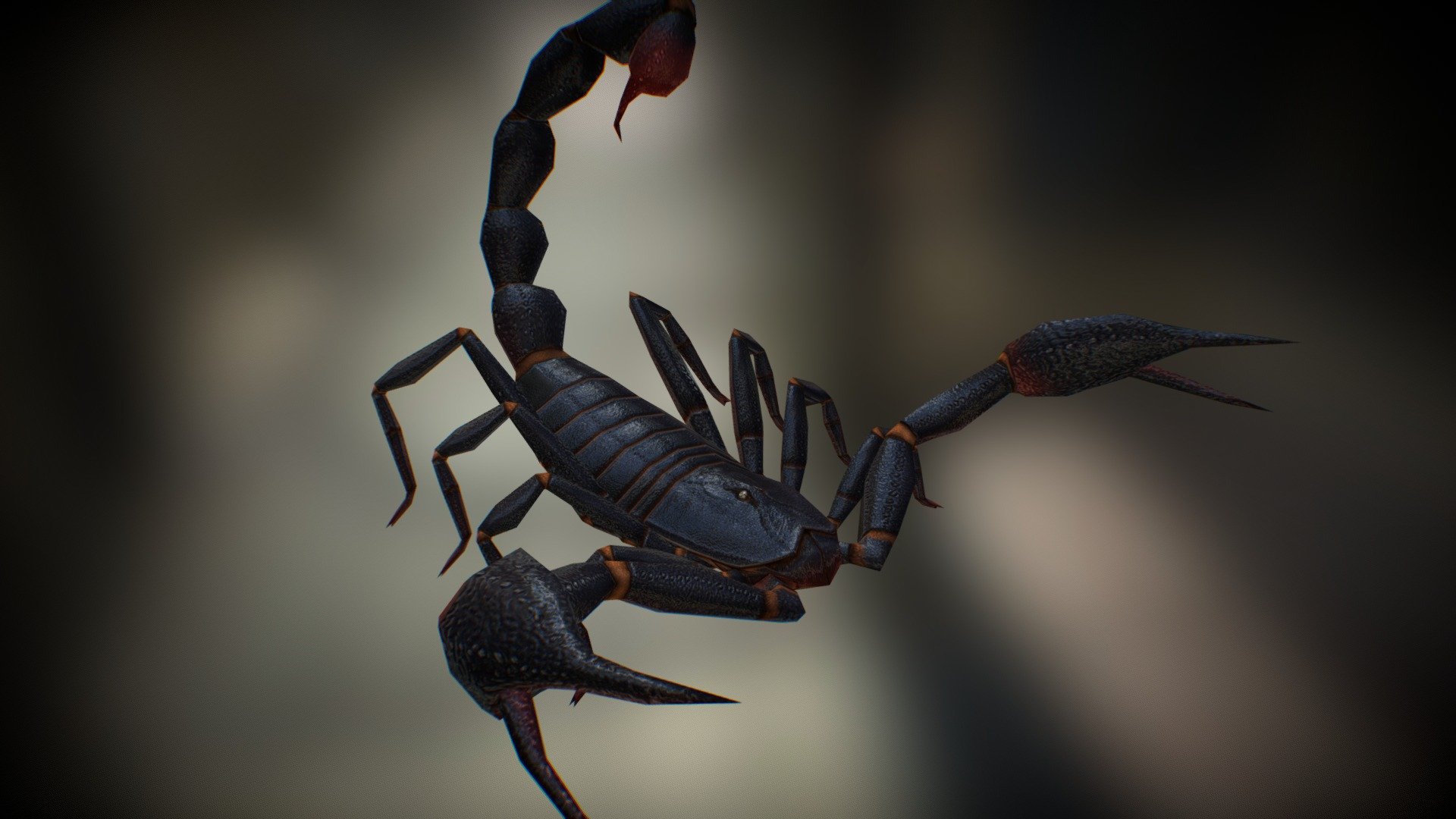 MODEL: (Arachnid_Scorpion.fbx)
 • SPEC = 1714 polygons, 865 vertices
 • RIG = 60 Joints with IK
 • DIMENSIONS = 2.16 cm x 1.98 cm

TEXTURE: (Arachnid_Scorpion##_*.png)
 • TYPE = Diffuse(D), Specular(S), Gloss(G), Normal(N)
 • FORMAT = .png (1024 x 1024 24 bits) - Scorpion 03, Emperor - 3D model by hinxlinx 3d model