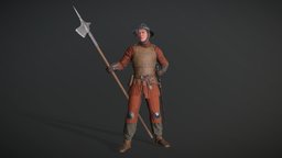 Medieval infantry sergeant soldier, medieval, guard, infantry, pikeman, knight