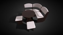 Dining Area (corner Sofa04) sofa, set, corner, obj, furniture, table, fbx, pbr-game-ready, chair