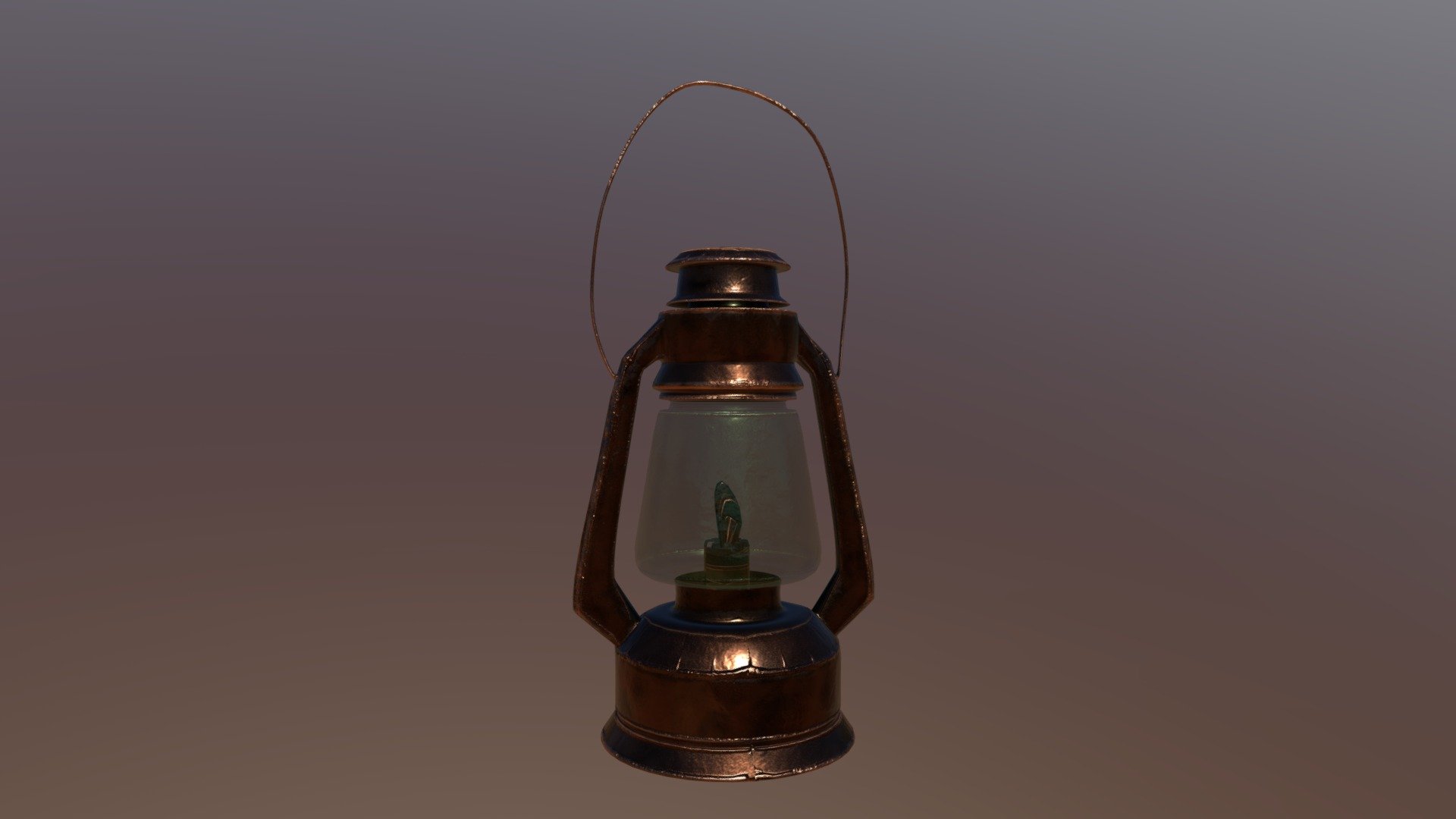 My model of an old lamp with UV's of color, normal and transparency 3d model