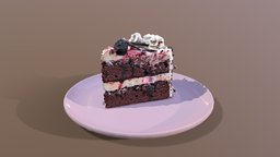 A Slice Of Black Forest Gateau forest, cake, cherry, chocolate, fresh, berry, birthday, scanned, gateau, slice, photogrammetry, 3dsmax, 3dsmaxpublisher, black