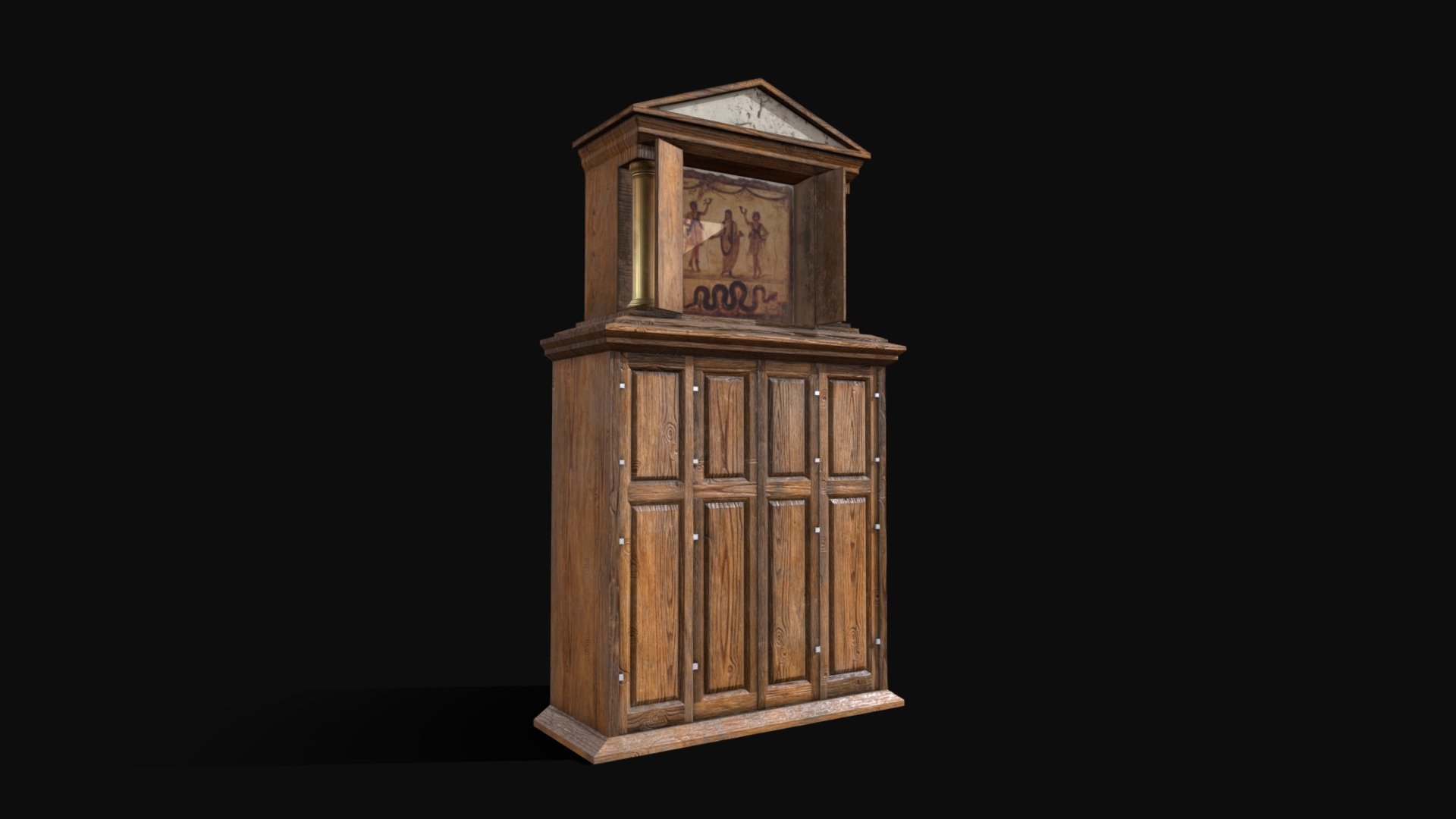 The lararium was a shrine to the lares, the deities of the household, in the ancient roman house 3d model