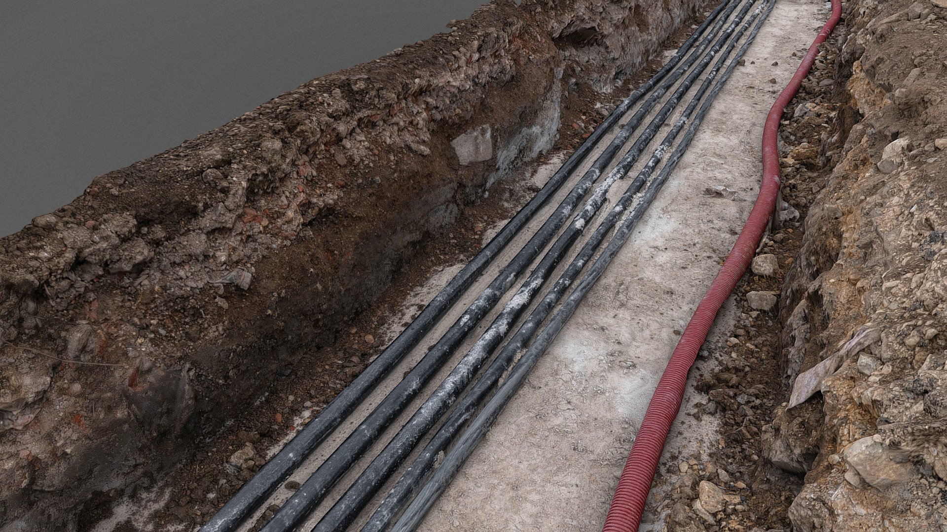 Construction dig site excavation building ground earth work, dug-out trench ditch, probably for Cable broadband fiber repair works dig technical site inspection

Photogrammetry scan 280 x 36MP, 5x8K textures + HD normals - Data line pipes dig - Download Free 3D model by matousekfoto 3d model