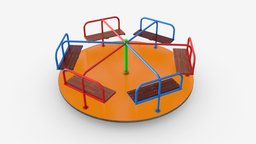 Merry-go-round carousel 05 rotate, vintage, urban, painted, child, play, park, outdoor, playground, round, cluster, carousel, leisure, roundabout, game, 3d, pbr, village, steel