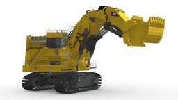 3d Model shovel excavator CAT 6190 cat, excavator, mining, heavy, caterpillar, equipment, shovel, hydraulic, 6190, earthmoving, quarrying, construction