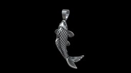 Fish pendant for fisher fish, fishing, jewelry, pendant, silver, fisher, oxidized, gold, 3dprintmodel