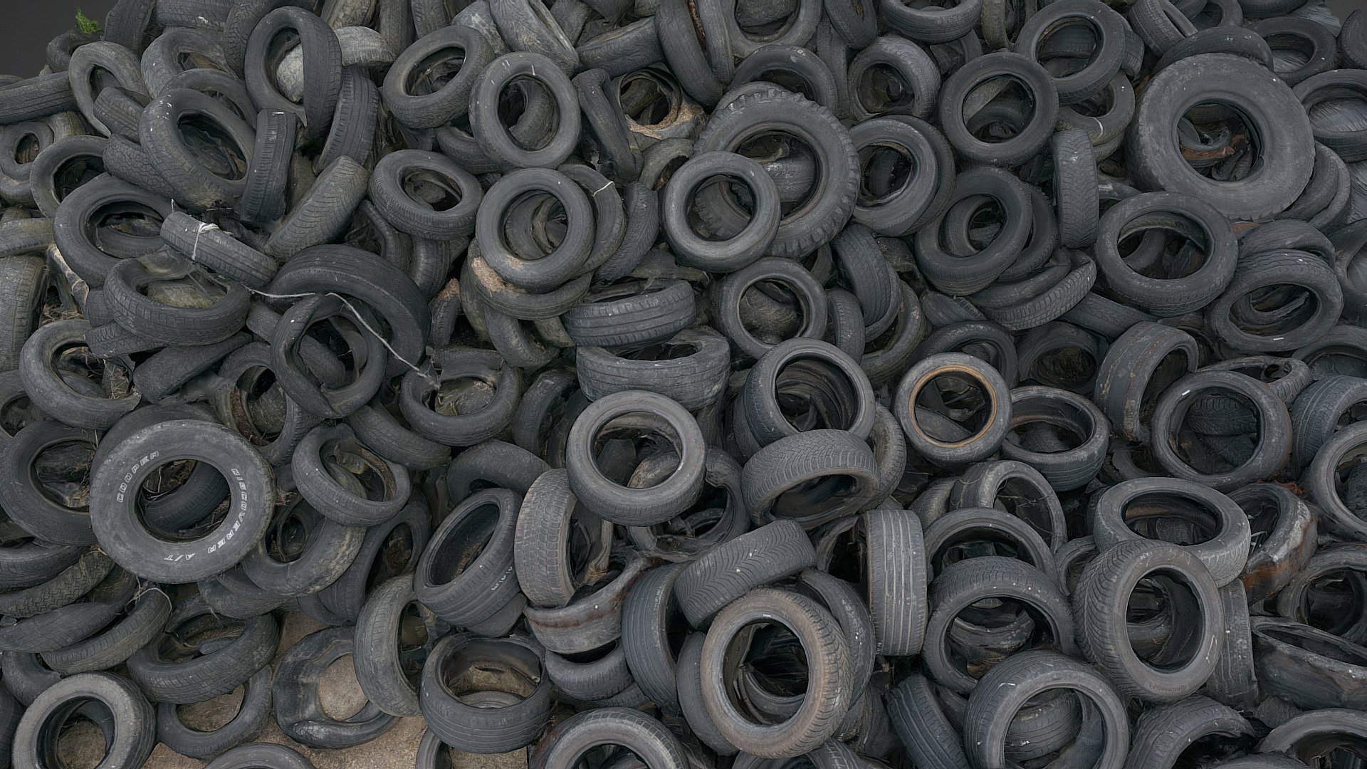Dump recycling Pile heap stack old used vintage car tyres tires wheels waste dump with some leaves and mud dirt

photogrammetry scan (240x36mp), 5x8k textures + hd normals - Tire dump - Buy Royalty Free 3D model by matousekfoto 3d model