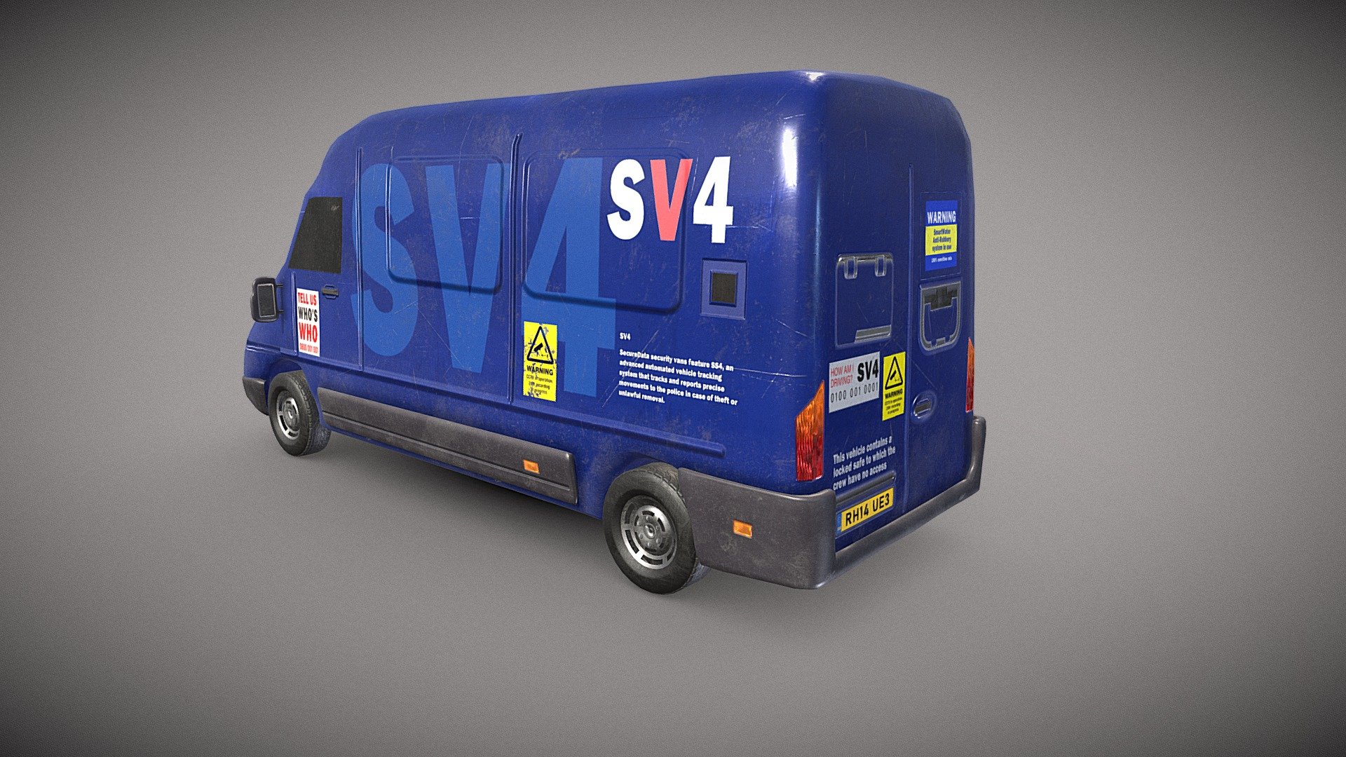 A simple cash in transit /security van.   Really handy backgound prop for a sort of environment. 

Custom brand means there wont be any copyright issues.

PBR textures @4k - Cash in transit van - Buy Royalty Free 3D model by Sousinho 3d model