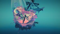 The Shallow, The Plateau, and The Deep diving, tropical, creatures, wreck, deepsea, exotic, explorer, ocean, abyss, blender, lowpoly, lpsealifechallenge