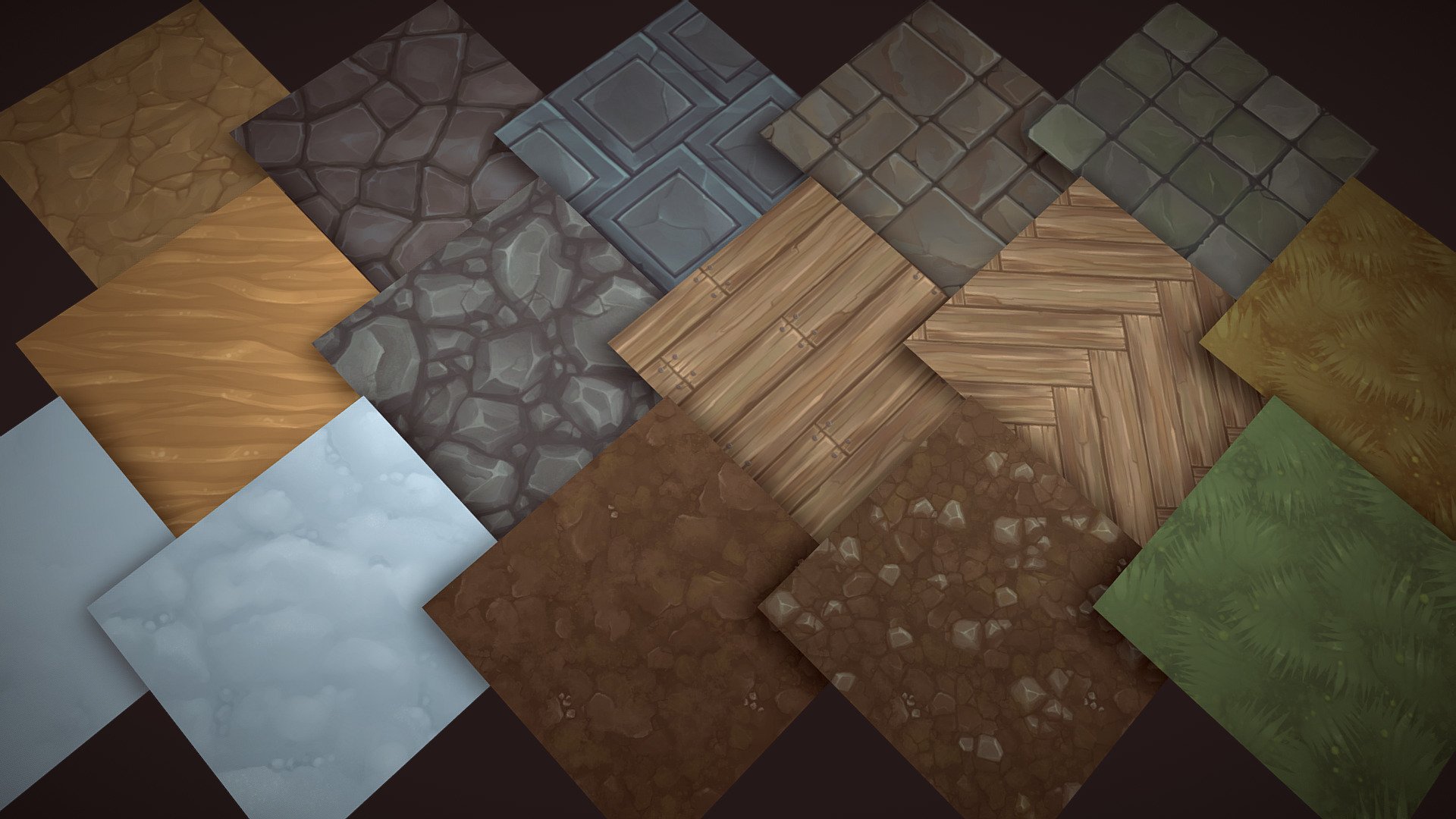15 tileable handpainted 1024* diffuse only textures - Texture pack 2 (Ground) - Buy Royalty Free 3D model by rudolfs 3d model