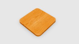 Cartoon square wooden board food, household, board, tray, kitchen, cooking, tableware, kitchenware, houseware, lowpolymodel, handpainted, wood