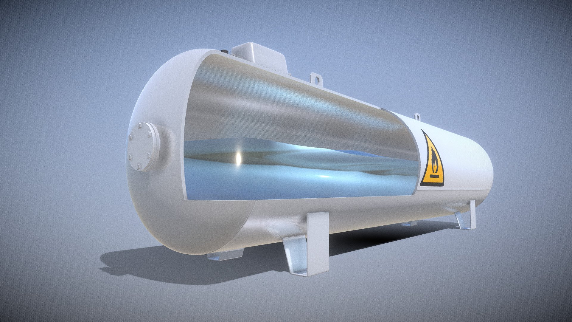 Just testing the high-poly lpg-tank with cut out cover and fluid-animation (no simulation)  for the liquid gas.
To see how it looks and if it works.



Normal High-Poly Version
 



Normal Low-Poly Version 
 




Modeled, textured and animated by 3DHaupt in Blender-3D - Liquefied Petroleum Gas Tank (Test) - Buy Royalty Free 3D model by VIS-All-3D (@VIS-All) 3d model