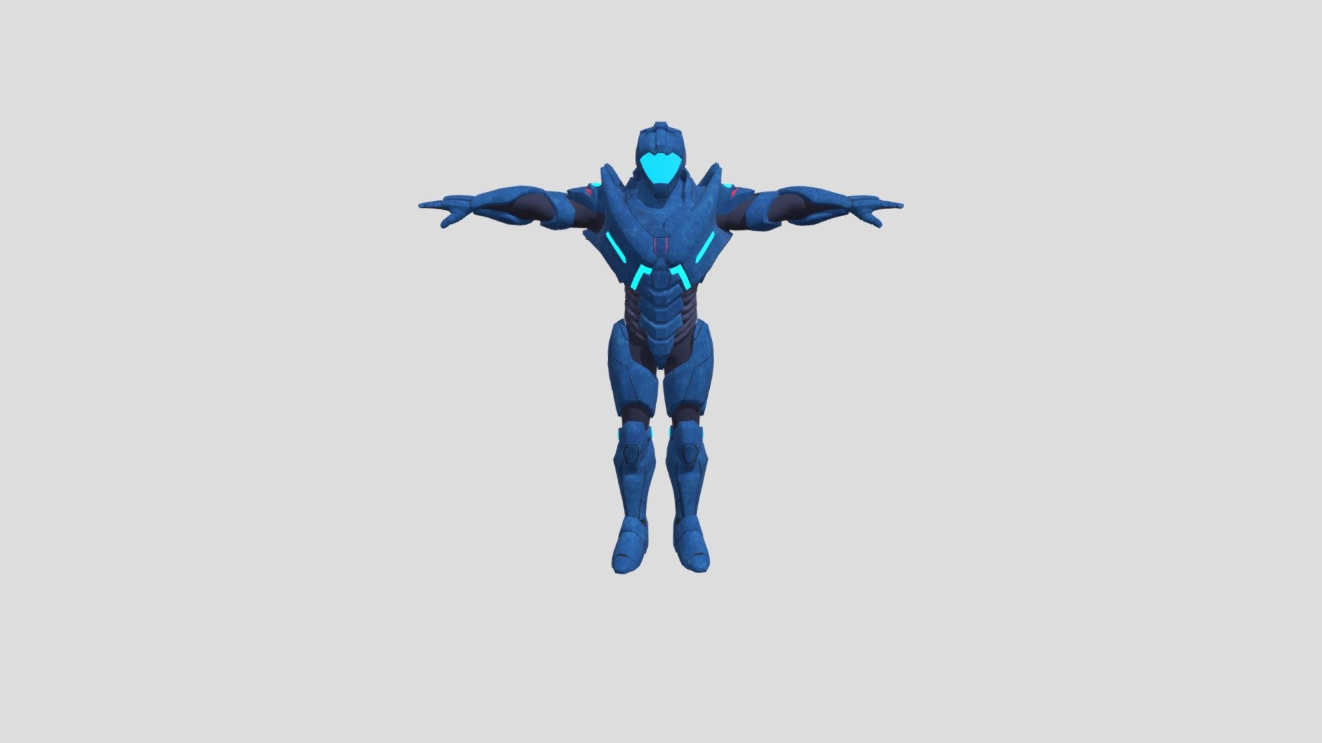 The &ldquo;Blue Armor Suit Neon Cyberpunk Rigged Character