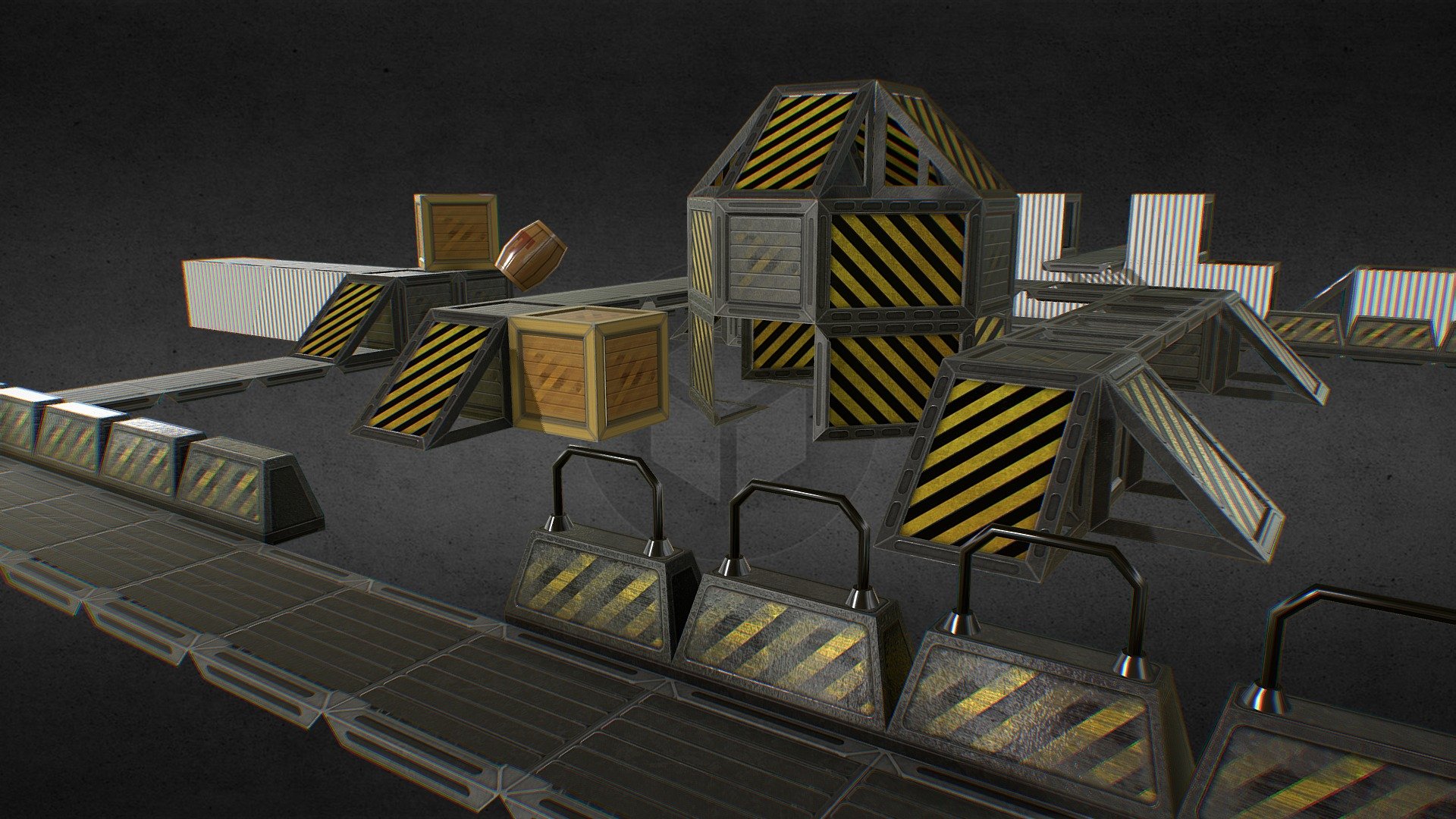 A modular model set that can be arranged to make a variety of factory levels, for an up-coming game of mine 3d model