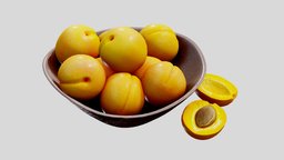 Food Set 13 / Bowl with Apricots / PBR version food, fruit, bowl, kitchen, dining, apricot, pbr-texturing, 3d, pbr, 3detto