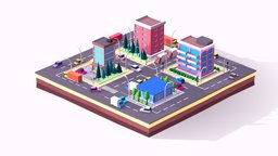 Cartoon Lowpoly Small City Free Pack