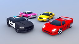 UPDATE, Low Poly Cars police, retro, taxi, low-poly, noai