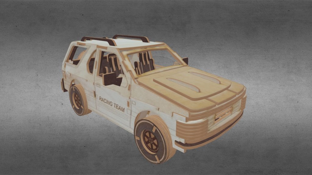 Wooden Toy Car - 3D model by GuntarsM 3d model