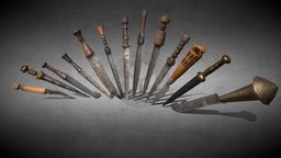12th century daggers daggers, middleages, digital3d, weapon, steel