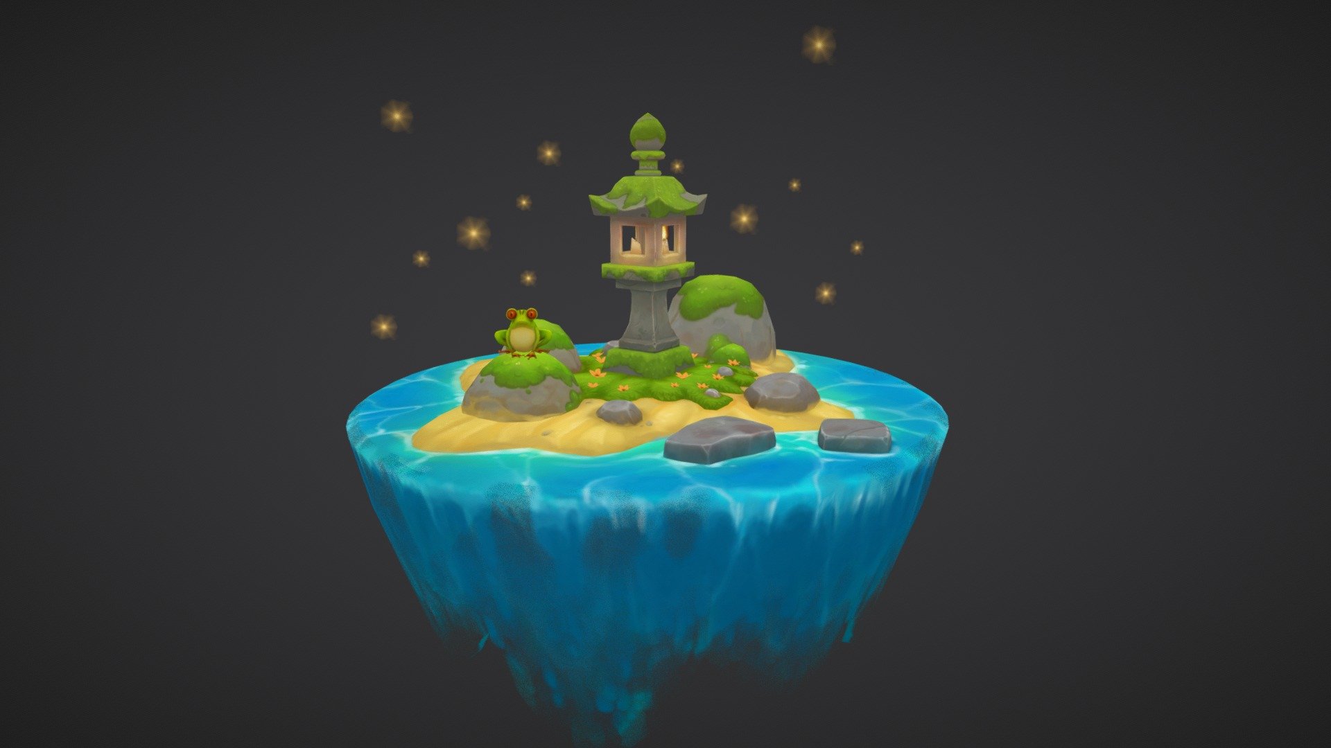 Handpainted lowpoly lantern island based on the concept by Sergey Samarskiy https://www.artstation.com/sams - Stylized Lantern Island - 3D model by anastasia_samarska 3d model