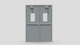 Double Fire Exit Door office, room, modern, frame, architect, sliding, aluminium, slide, store, apartment, equipment, vr, ar, bank, supermarket, metal, hydraulic, showroom, closer, sceen, tempered, glass, 3d, house, home, wood, building, interior, door