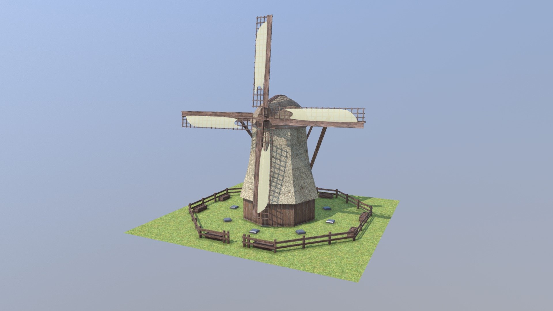 A traditional dutch windmill 3d model