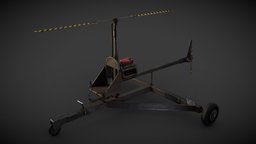 Minicopter flying, rust, copter, dirty, metal, old, wehicle, lowpoly, fly, car, helicopter, gameready