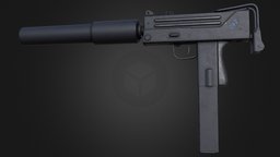 Ingram MAC-10 submachine gun low-poly PBR