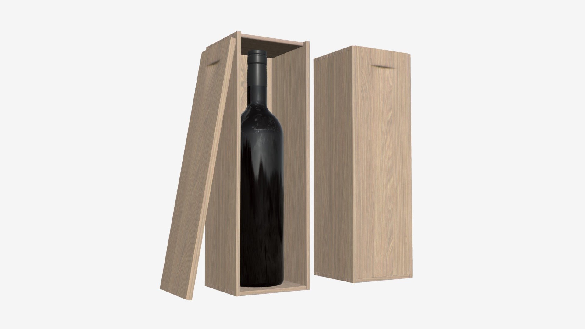 Wine bottle with wooden box - Buy Royalty Free 3D model by HQ3DMOD (@AivisAstics) 3d model