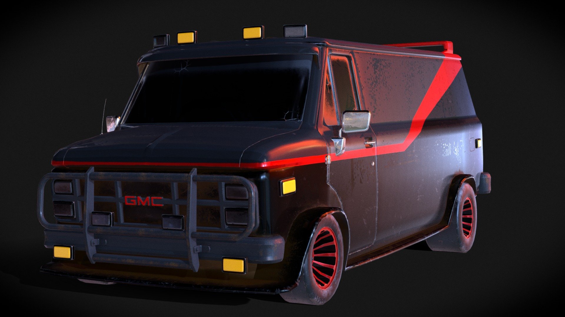 A-Team van done as a my first assingment for University 3d model
