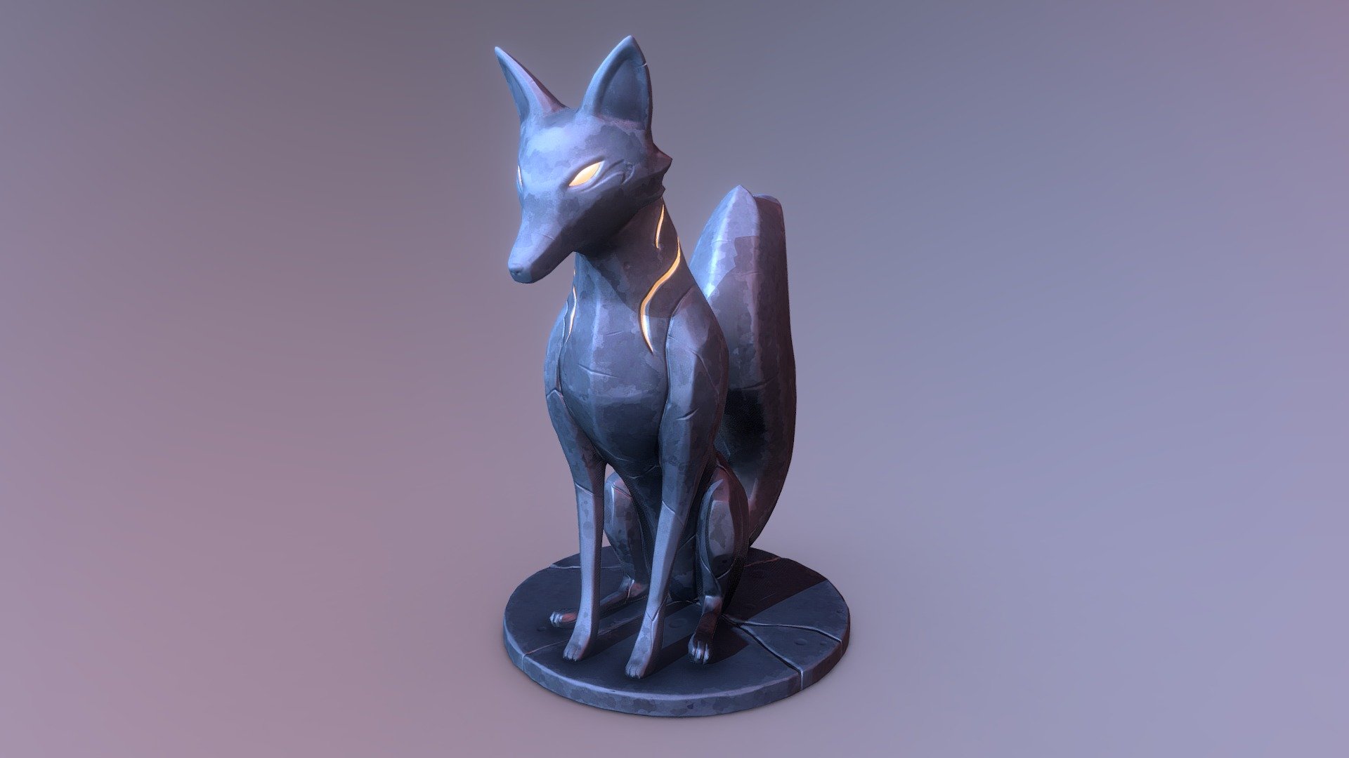 Fox statue I made for a stylized environment. I was focused on creating a scene in the &ldquo;Orb Style