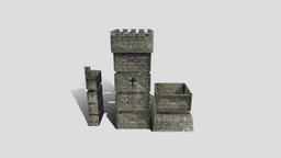Modular Tower Set tower, castle, medieval, walls, modular, gameready, wall