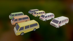 Minibuses RAF-2203 [ low-poly ] ambulance, bus, raf, ussr, civilian, minibus, policecar, blender, lowpoly, soviet-car, raf-2203