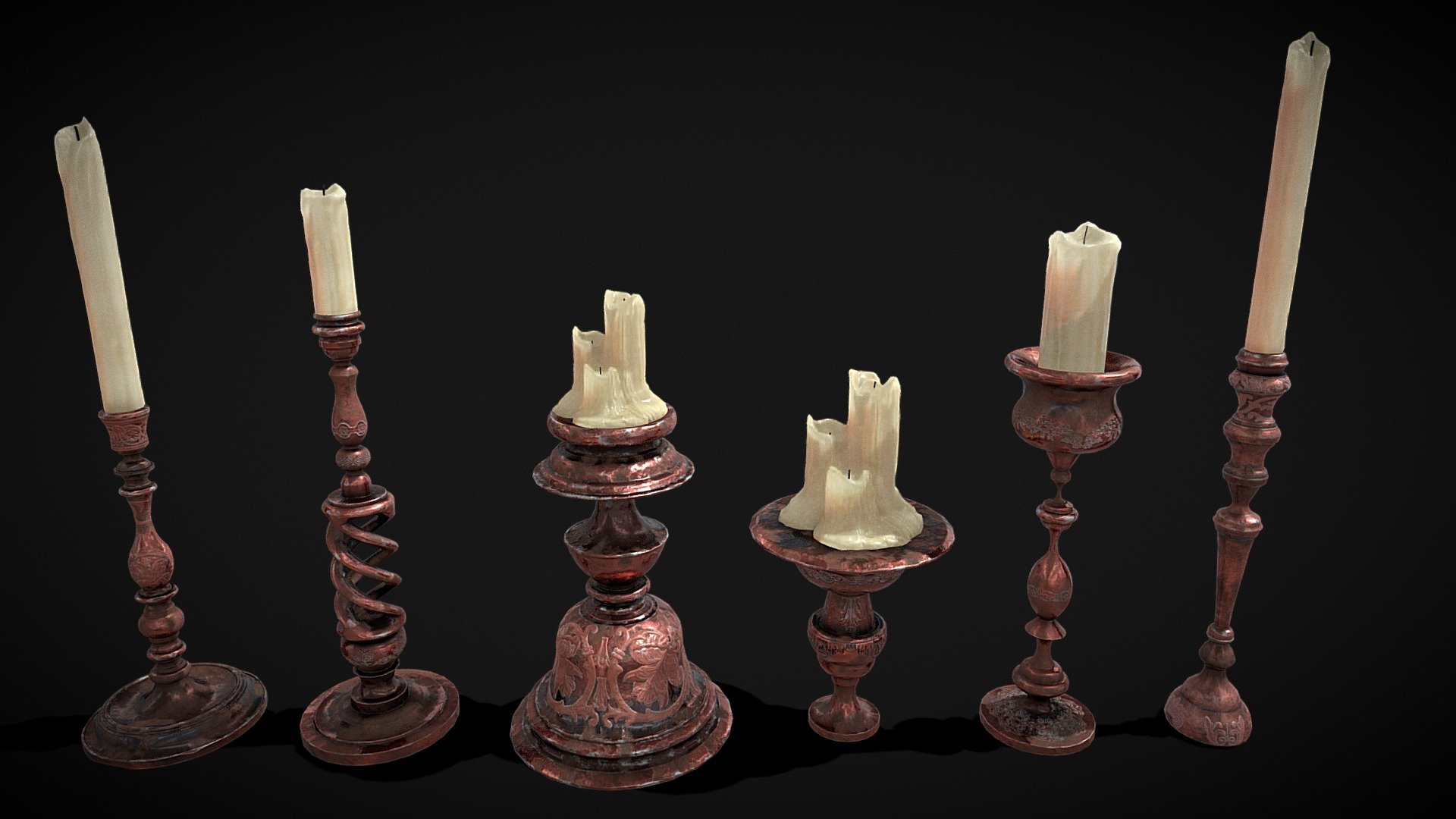 Elegant Candles and Holders Collection - Models also sold individually 3d model