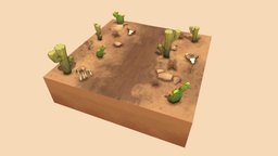 Low poly desert for mobile game cactus, desert, mobilegame, blender-3d, blender3dmodel, blender, lowpoly, blender3d