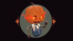 Spooky Pumpkin cute, b3d, glow, blender-3d, autumn, 3d-art, blender, hand-painted, halloween, pumpkin, spooky, sketchfabhalloween2019