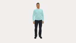 Man In Jeans Blue Sweater 0534 style, people, fashion, clothes, jeans, miniatures, realistic, sweater, character, 3dprint, model, man, blue