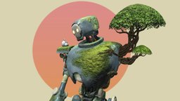 Forest Robot tree, forest, bonsai, bonsai-tree, robot-model, forest-tree, maya2019, maya, 3d, substance-painter, robot