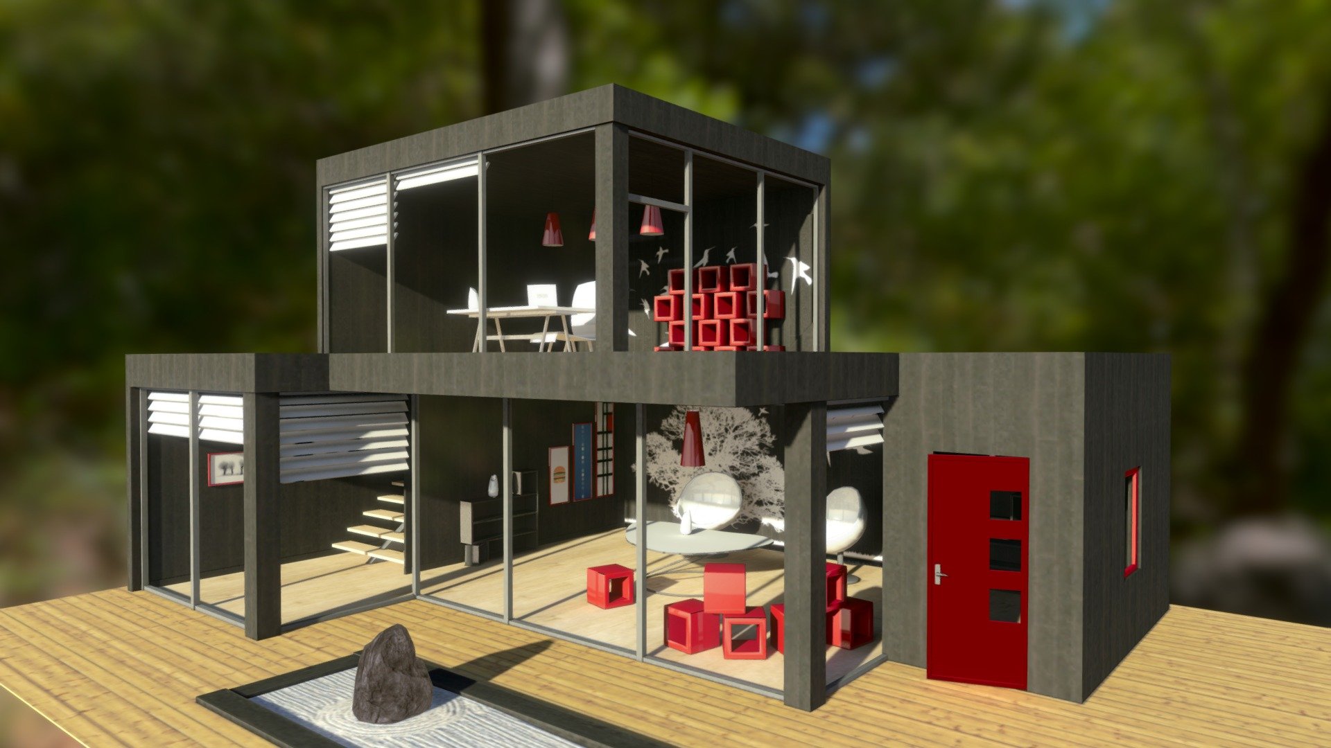 A 3D Mental-Ray baked loft / Zen Office 3d model