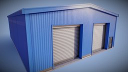 Large Warehouse exterior, garage, warehouse, urban, hangar, pbr, building, modular, industrial, noai