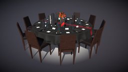 SALE Round Table Setting restaurant, chairs, fork, furniture, table, glasses, dining, tablecloth, cutlery, setting, sevice, knife, home, gameready